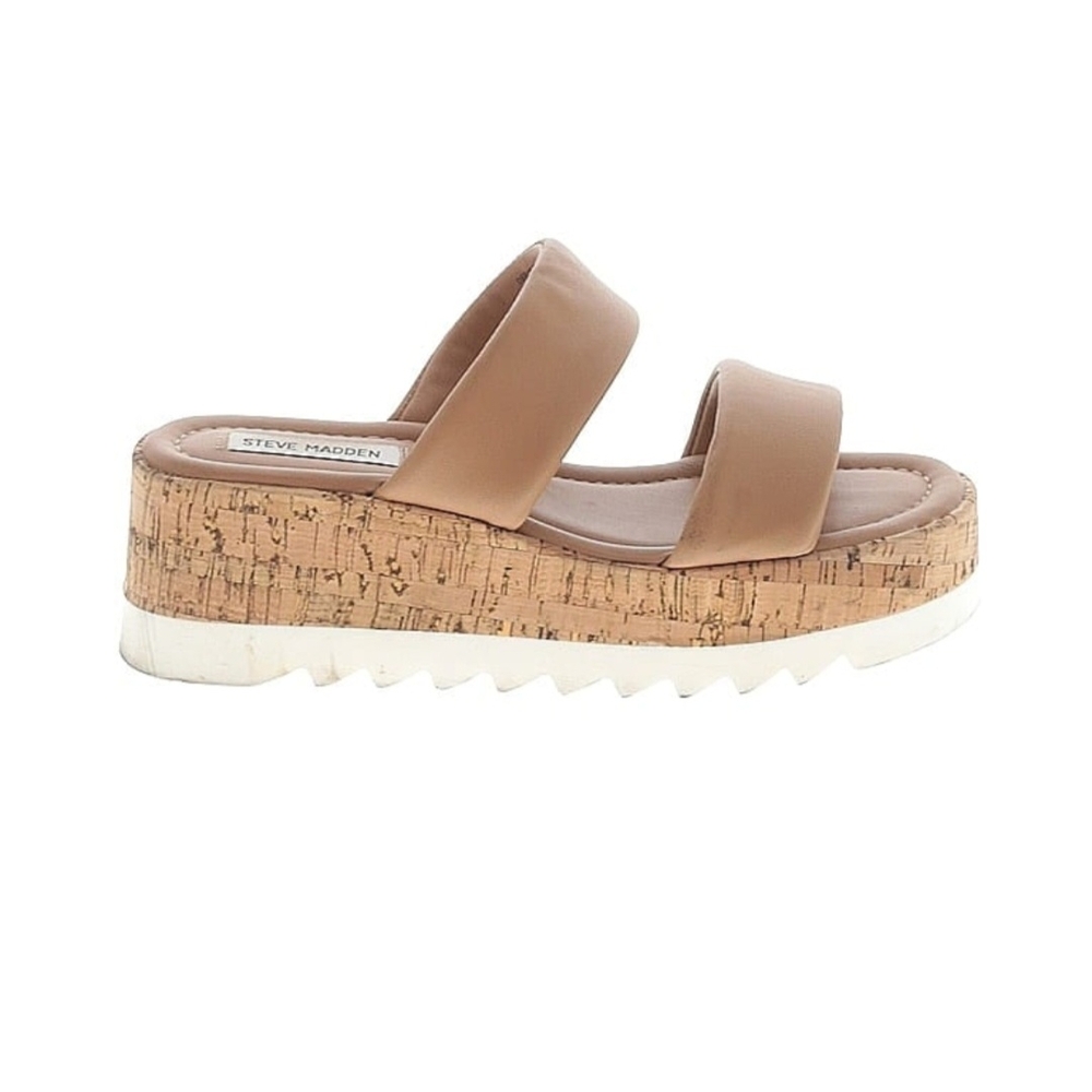 ISO Steve Madden DEFUSE Tan Platform Sandals Cork IN SEARCH OF